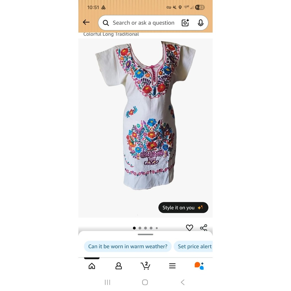 Beautifully Embroided Mexican Dress size med